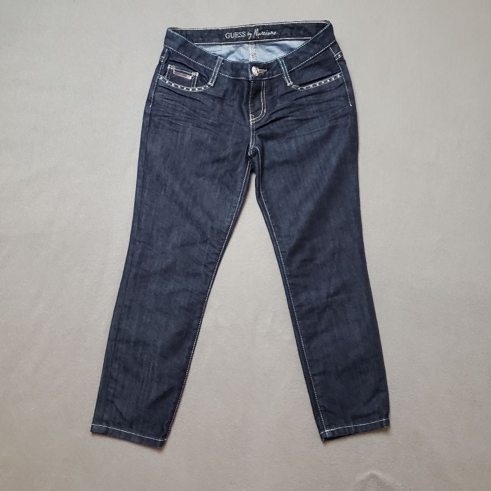 Guess By Marciano Skinny Jean Dark Wash Denim Cropped - Picture 2 of 16